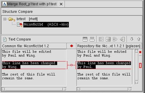 Resolving conflicts with merge editor