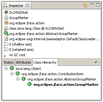Inspector showing the class hierarchy of an object.