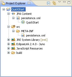 Package Explorer showing the JPA project.