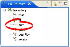 Item attribute iin the Persistence Outline view.