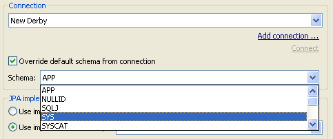 Default Schema setting for Connection