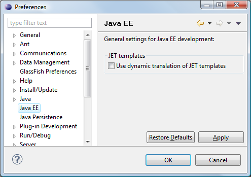 Java EE Preferences Page