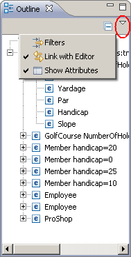 XML Outline filter menu item