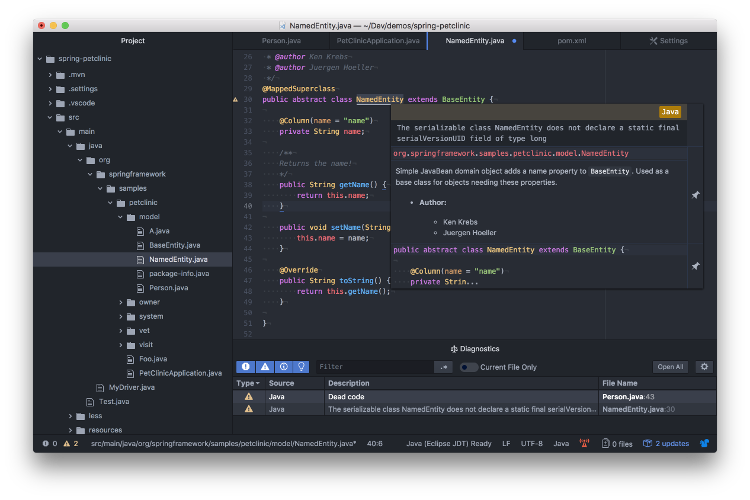 Atom with ide-java extension