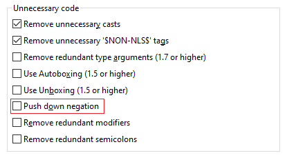 Push negation down cleanup