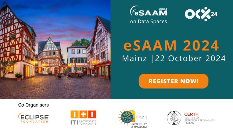 eSAAM 2024 in Mainz on 22 October 2024. Co-organised by the Eclipse Foundation, Investigate to Innovate, University of Macedonia, and Centre for Research & Technology Hellas